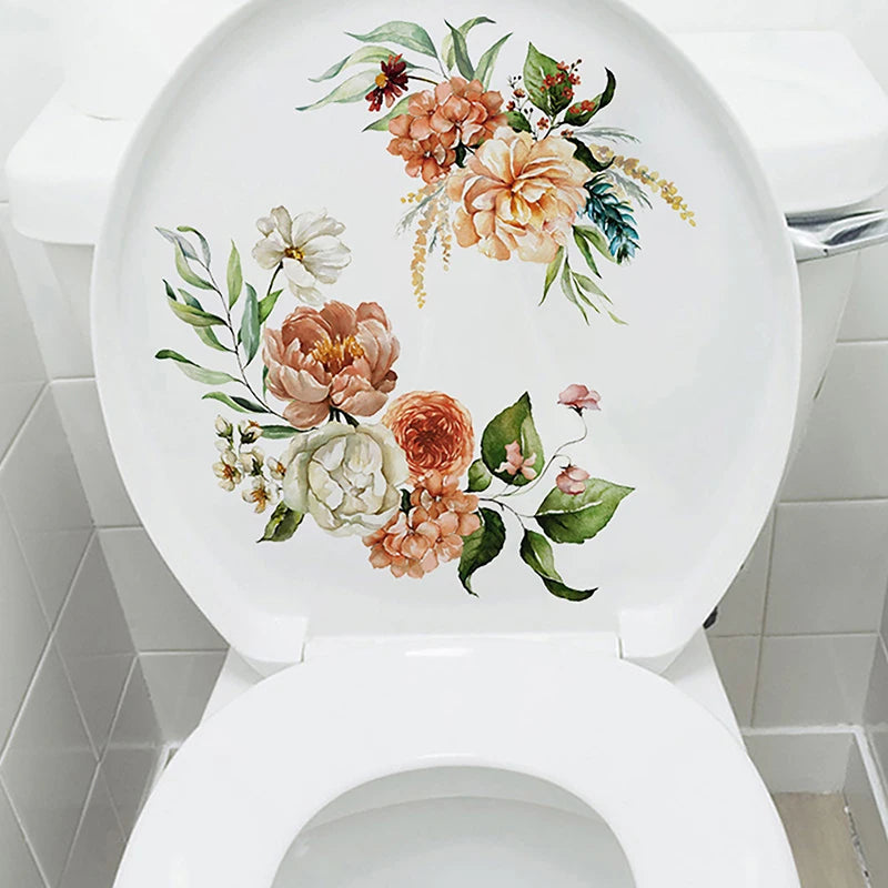 ^Butterfly Flower Toilet Seat Stickers Self-Adhesive Toilet Lid Decals Diy Removable Stickers For Bathroom Home Decor Ornaments Qme