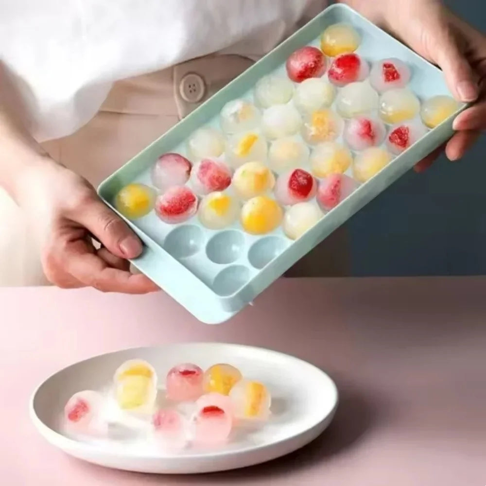 Round Ice Cube Mold Homemade Ice Cube Mold Freezer Ice Ball Maker Mold Ice Cube Maker Tool with Lid Kitchen Tools Accessories Qme