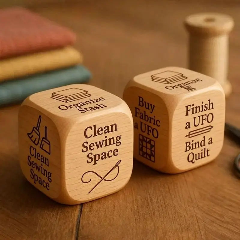 Handmade Wooden Decision Dice Dual Purpose For Quilting Sewing & Book Reading Lover Engraved Choice Cube Funny Desk Decor Gift Qme StyleF