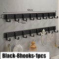 Mini Compact Aluminum Alloy Wall Hook Flexible Paste Layout for Bay Window Corner Small Scattered Daily Item Centralized Storage Qme Black-8hooks-1pcs