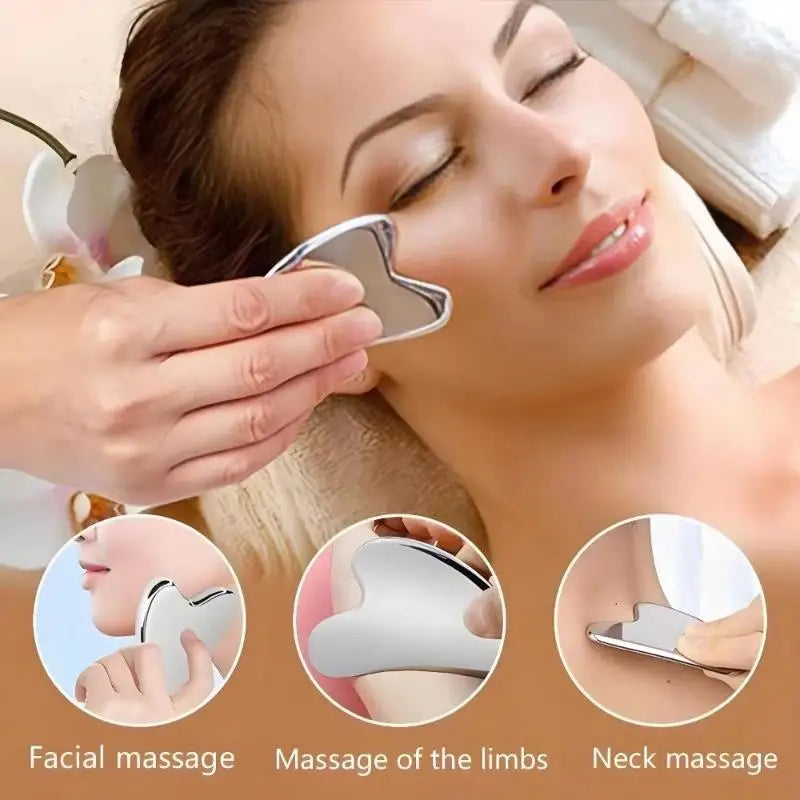 Stainless Steel Gua Sha Scraper Heart Shape Universal Face Massager Qme
