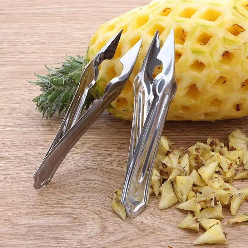 Stainless Steel Pineapple Eye Remover Tip Durable Design Home Kitchen Qme 2pcs Silver