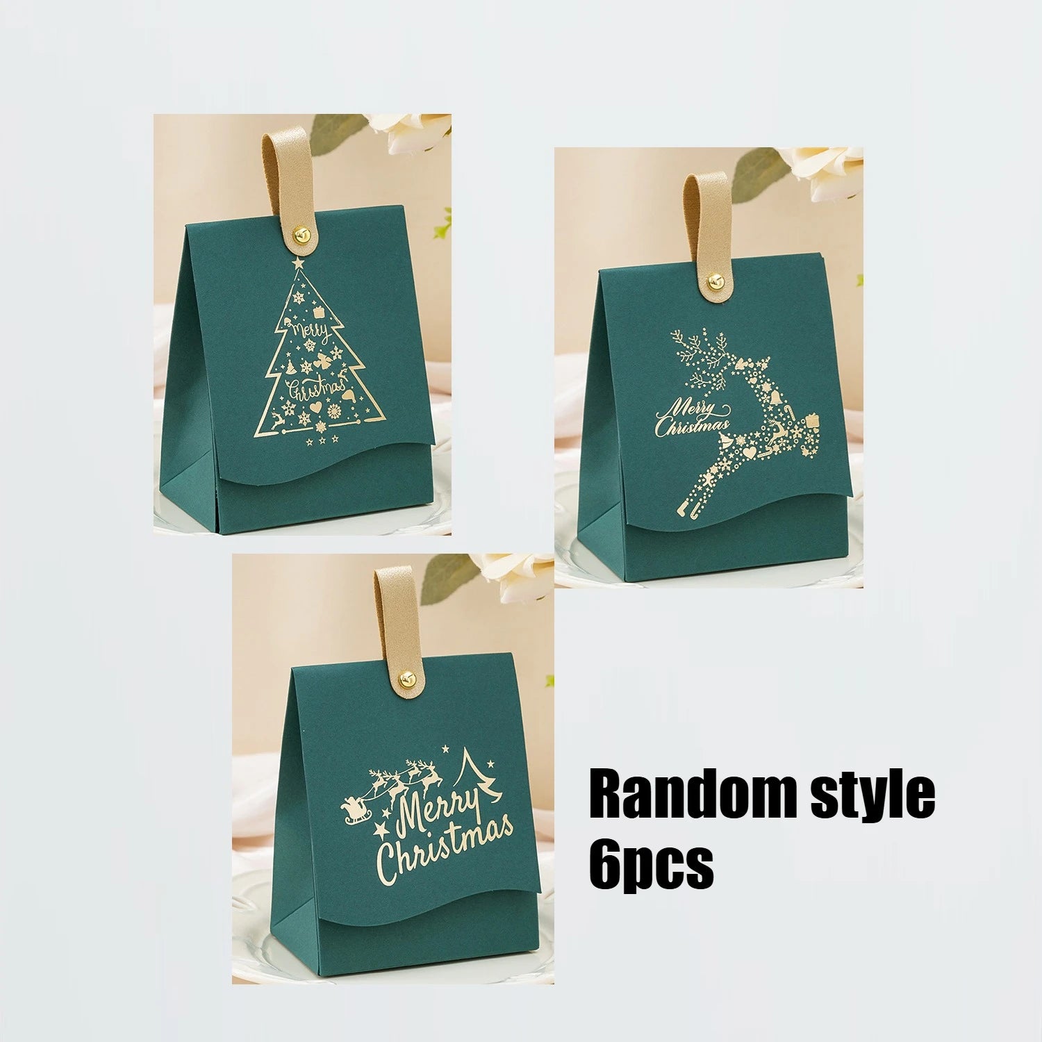 6Pcs Random Christmas Gift Boxes, Gold Foil Candy Boxes For Holiday Party Favors Qme Green 6pcs 10cm 13cm