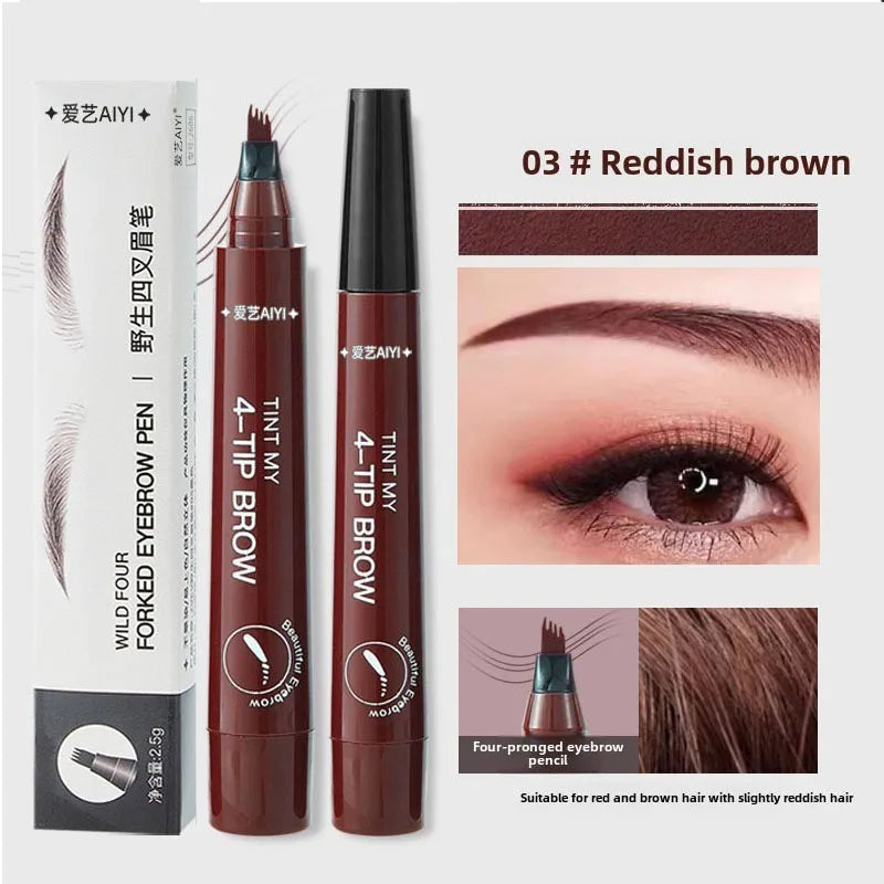 Waterproof Eyebrow Pen Microblading Pencil 4 Split Head Natural Qme 03 Reddish brown