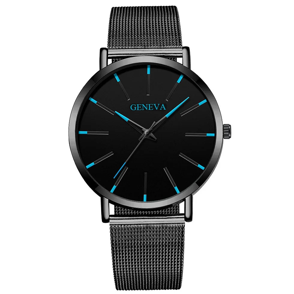 Top Brand Fashion Minimalist Ultra-thin Watch Men's Business Stainless Steel Strap Steel Mesh Quartz Watch Relogio Masculino Qme A