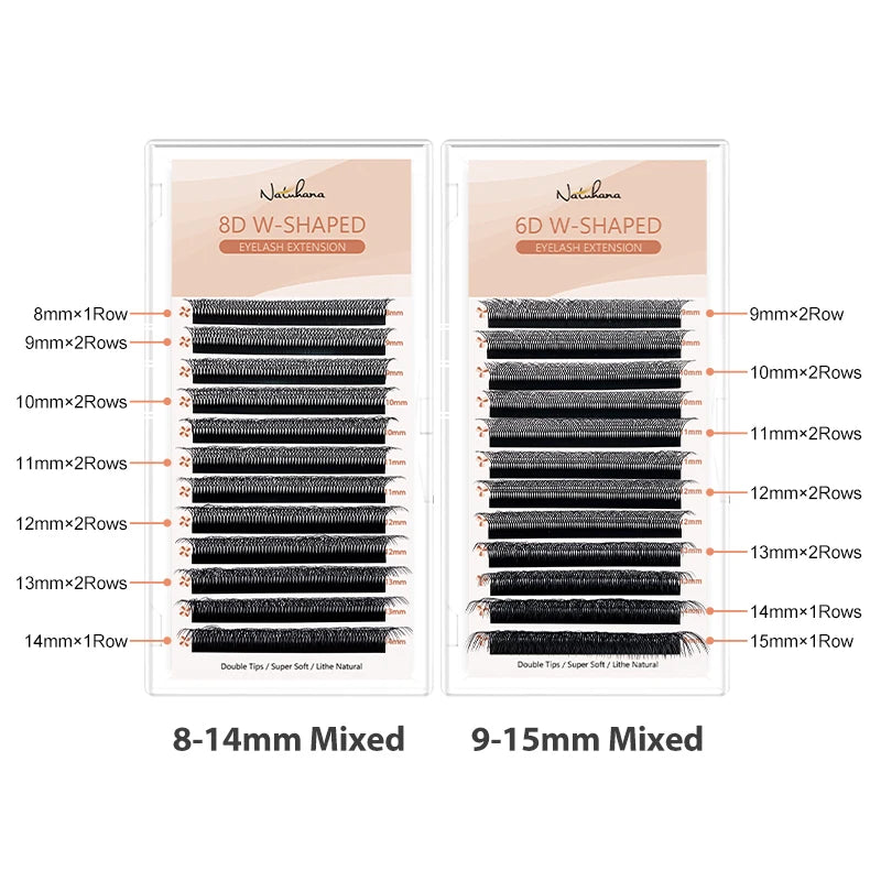NATUHANA Double W-shape Premade Volume Fans 3D 4D 5D Eyelash Qme