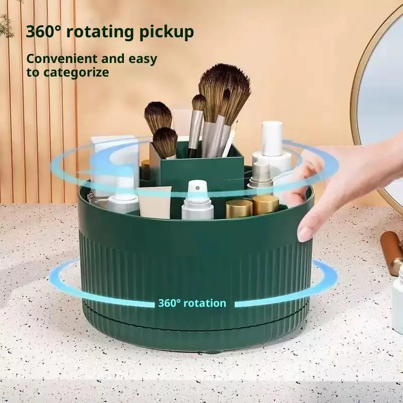 Bathroom Vanity Desktop Storage Holder Bag 360 Rotating Makeup Brush Qme Green
