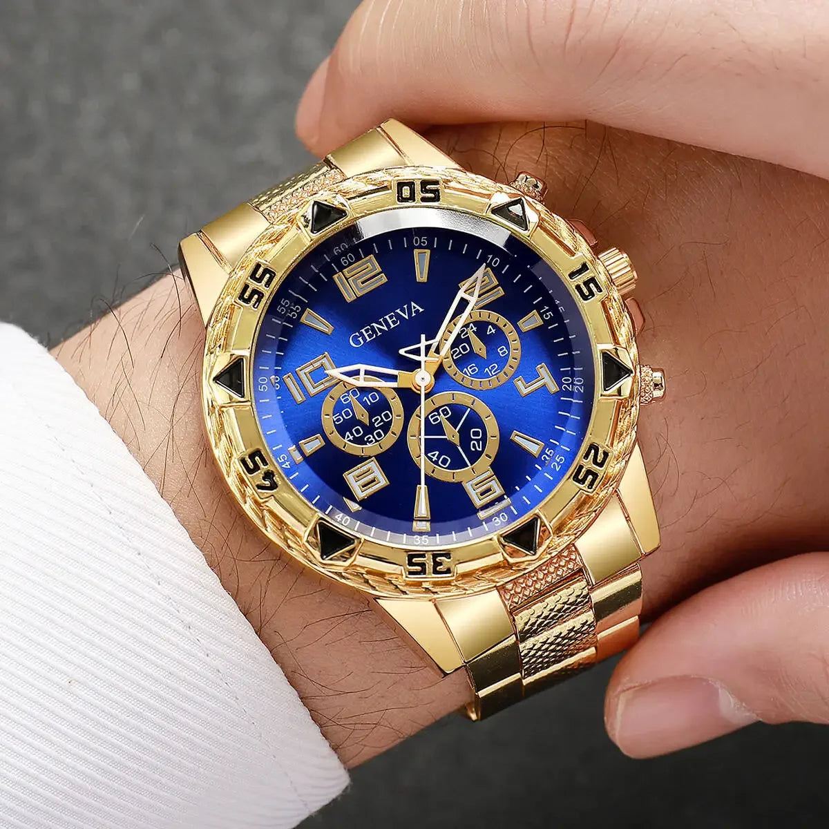 Men's Business Watch Blue Light Glass Stainless Steel Strap Quartz Qme