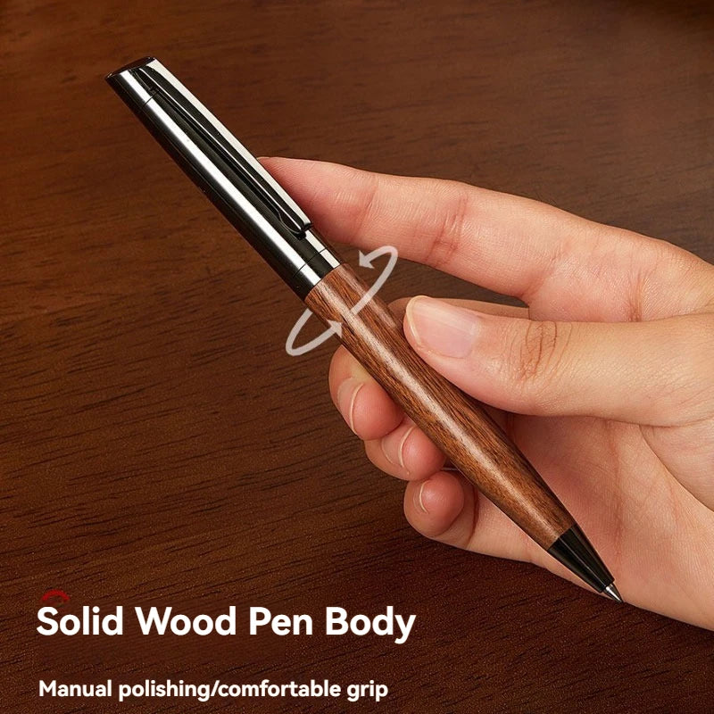High Quality Metal Wood Ballpoint Pen Premium Smooth Writing High-End Design Black Ink Business Office Pen Qme