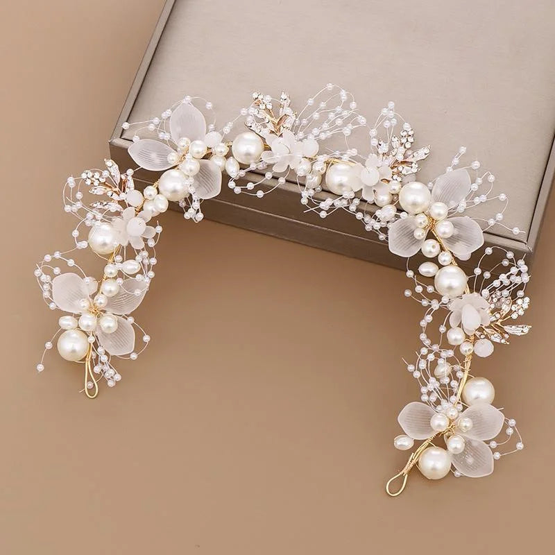 Children's Wreath Headbreads Princess Tiara Crown Decoration Bride Qme White
