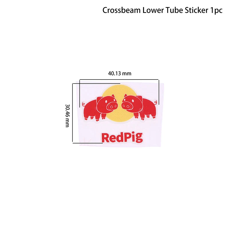 Bike Head Tube Funny Stickers Red Pig Decorative Decals Handlebar Qme A