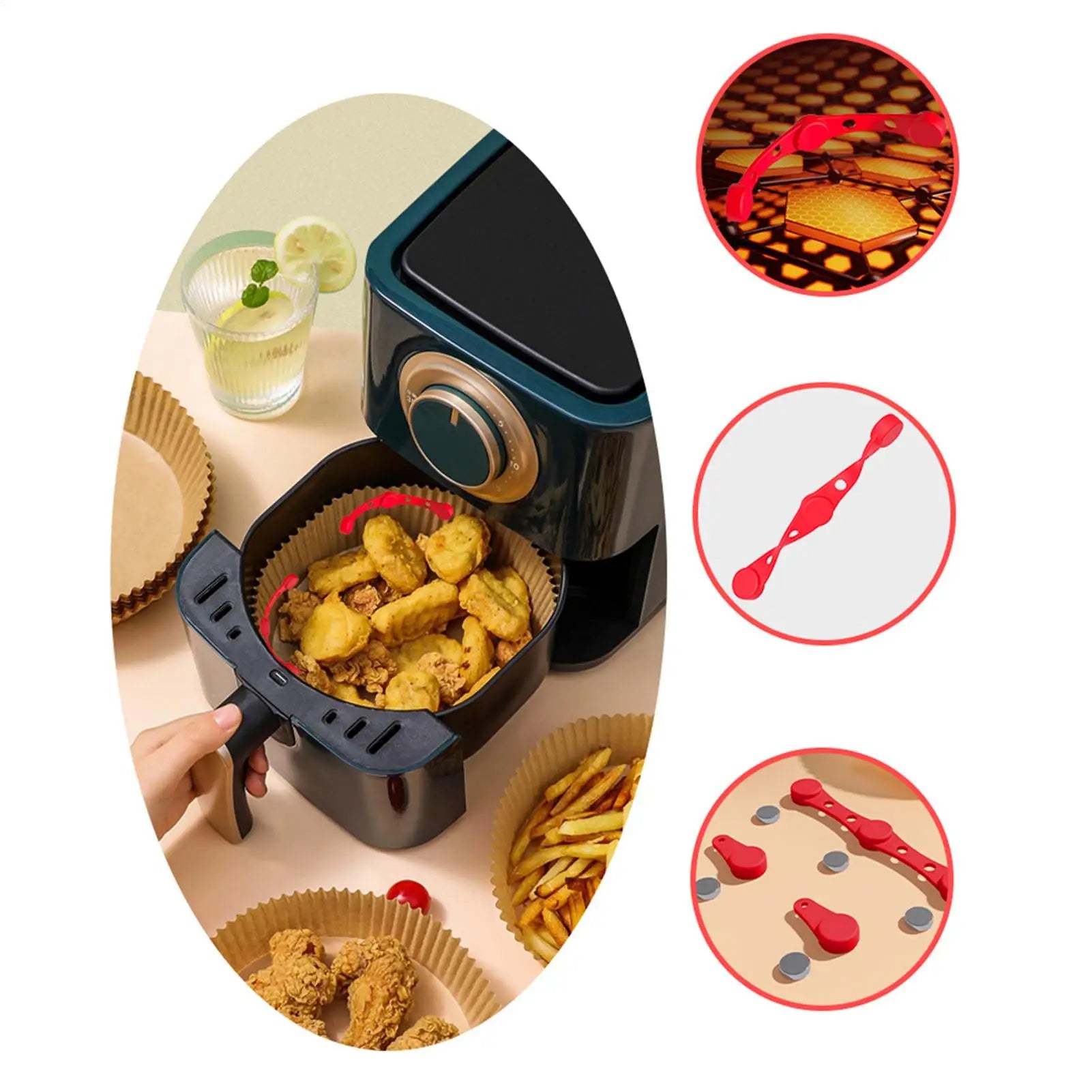 Air Fryer Magnets for Parchment Paper Air Fryer Parchment Paper Silicone Magnetic Buckle High-Temperature Resistant Airfryer Qme