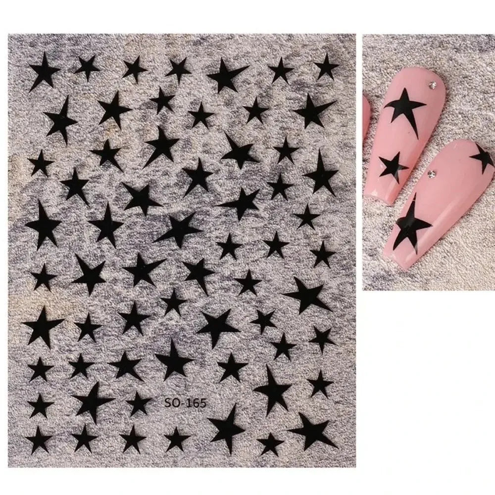 Mix 7 Colourful Stars Nails Stickers Irregular Pentagram Decals Laser Shiny Decor Self-adhesive Decals DIY Manicure Foils Wraps Qme