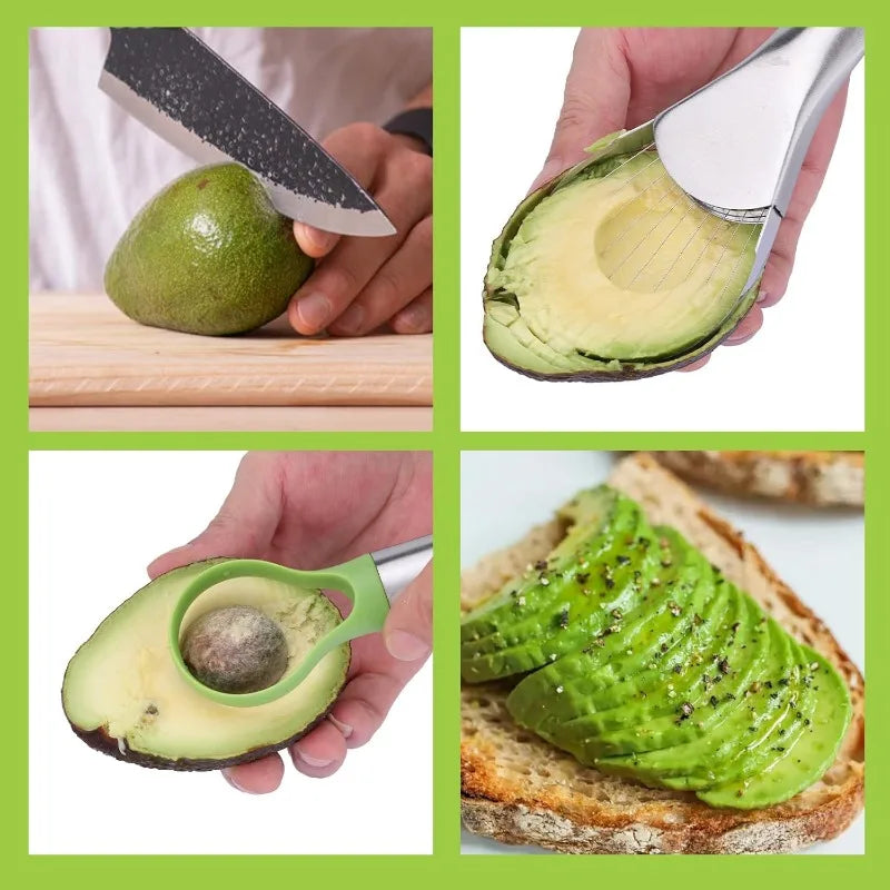 Stainless Steel Avocado Cutting Machine 2 in 1 Paring Knife Kiwi Slicer Peeling Knife Kitchen Gadgets Fruit and Vegetable Tools Qme