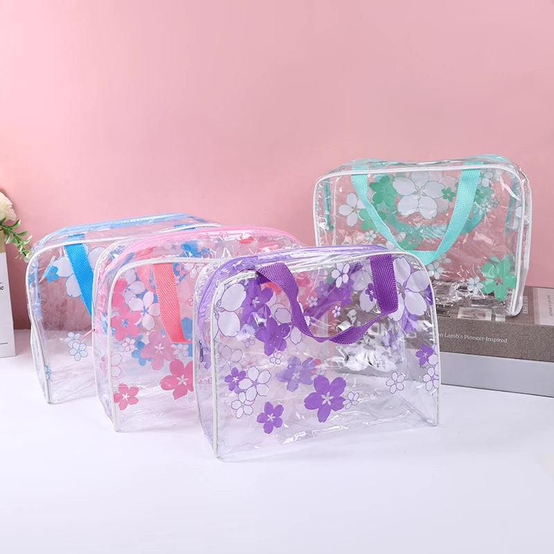 Cosmetic Toiletry Zip Bag Pouch Clear Transparent Plastic PVC Travel Qme