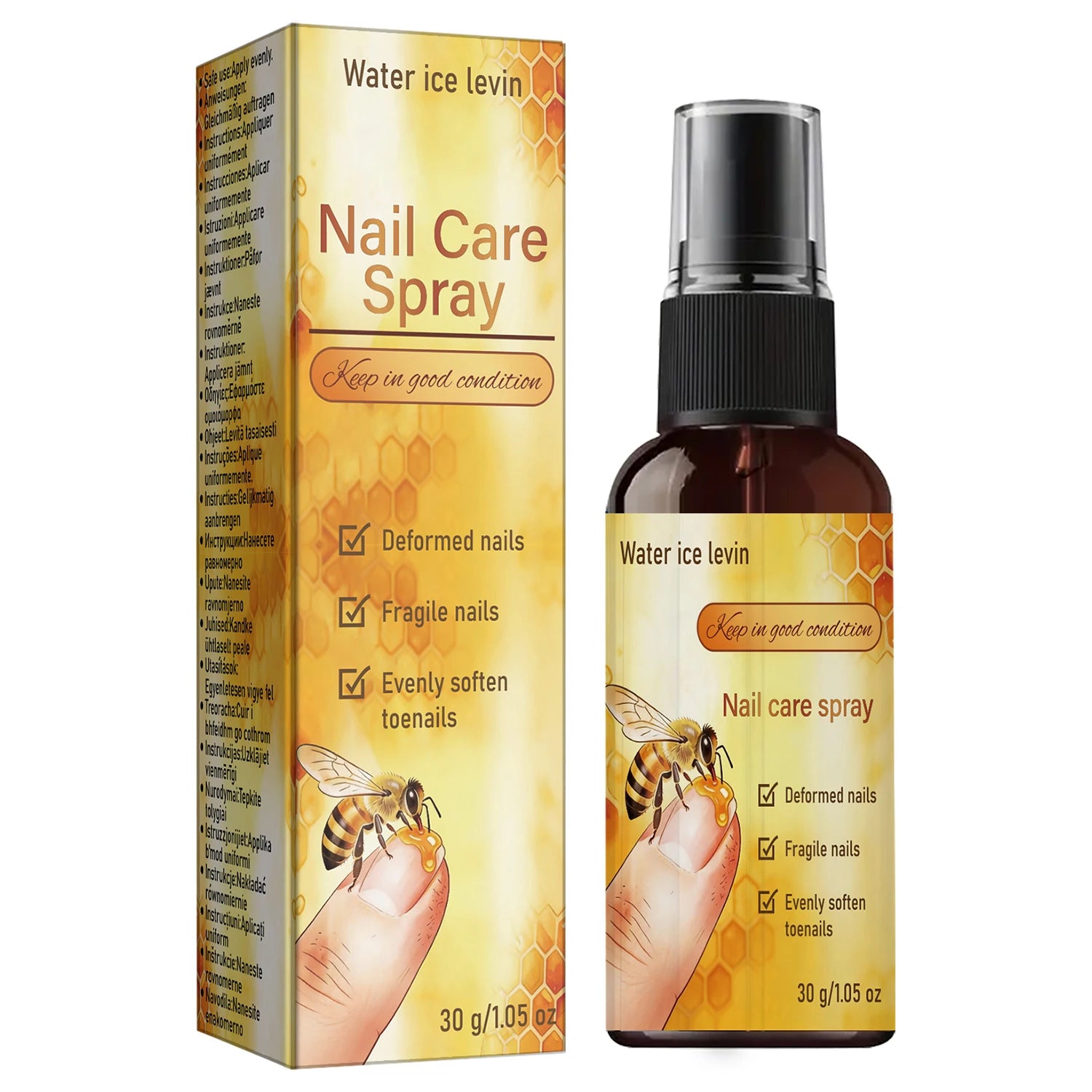 Nutritious Nail Care Spray with Collagen, Soften Dry Fragile Damaged Nails Qme YELLOW 30g