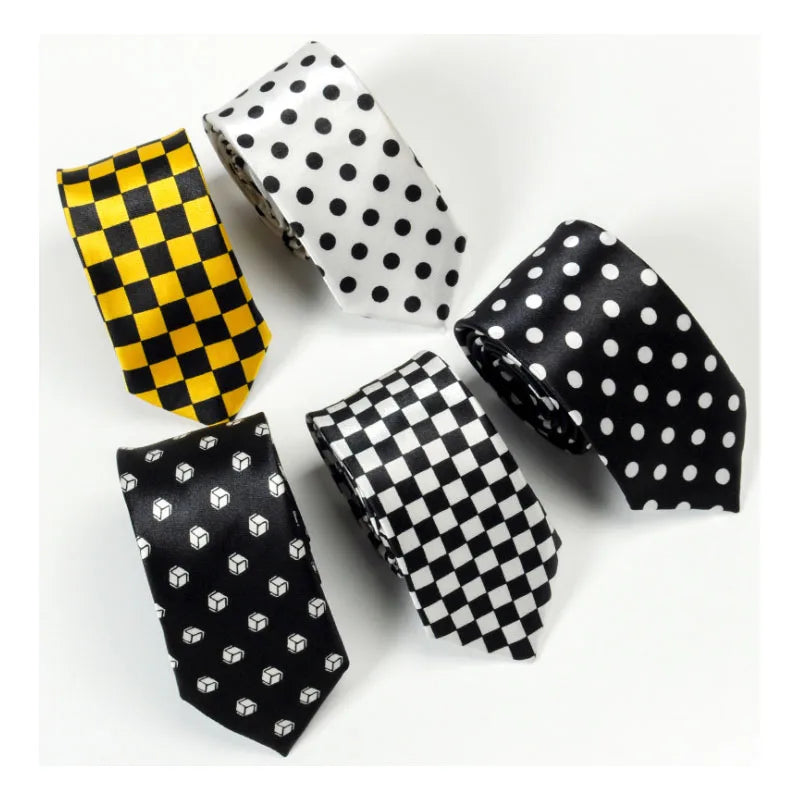 Classic Notes Printed Tie Silky Narrow Neckties Slim Smooth Dots Qme