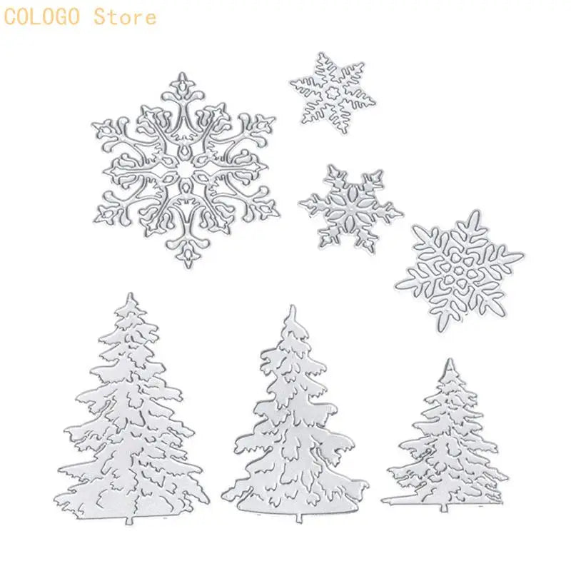 7x Christmas Tree Die Cuts Snowflake-cutting Dies DIY Embossing Mold Qme
