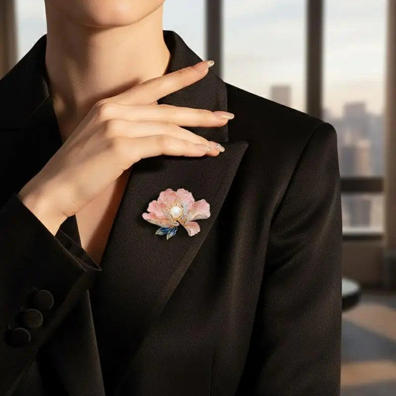 European And American Fashion Retro Alloy Flower Set With Pearl Brooch Chest Flower Qme