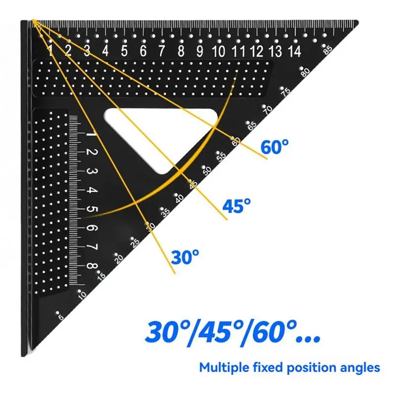 A02F-Wear Resistant Aluminium Alloy Angle Ruler For Carpentry Woodworking Clear Scale Marking For Home For Family Workshop Qme