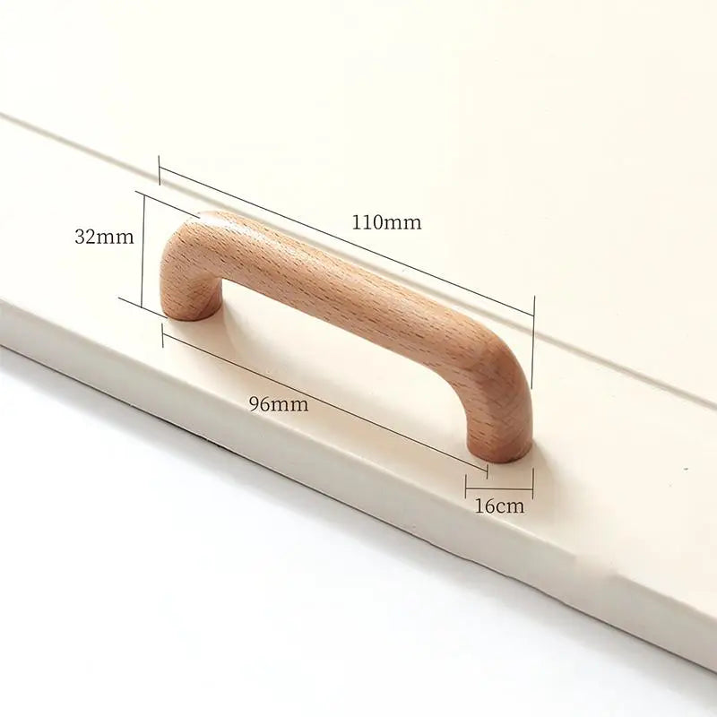 Natural Wood Color Cabinet Doors Solid Wood Handles Beech & Black Walnut Drawer Wooden Door Handles For Kitchen Bathroom Qme A8