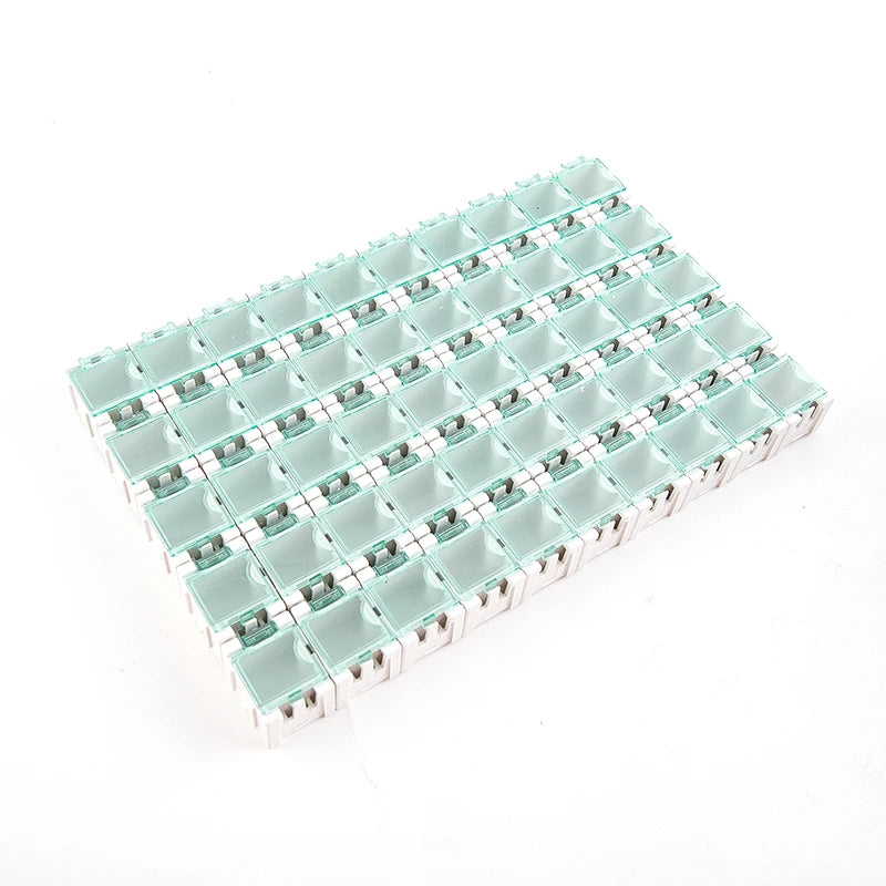 50Pcs/Set SMD SMT Electronic Component Container Mini Storage Boxes kit desk organizer Qme White