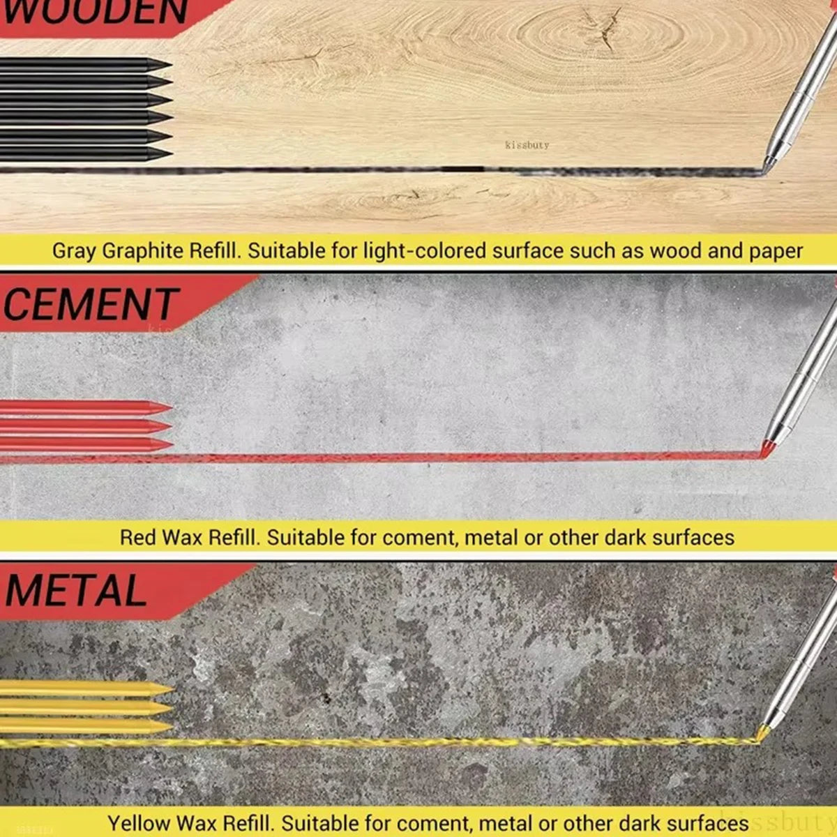 Solid Carpenter Mechanical Pencil With Built-in Sharpener 2.8mm Refillable,Deep Hole Marker for Woodworking Construction Tool Qme