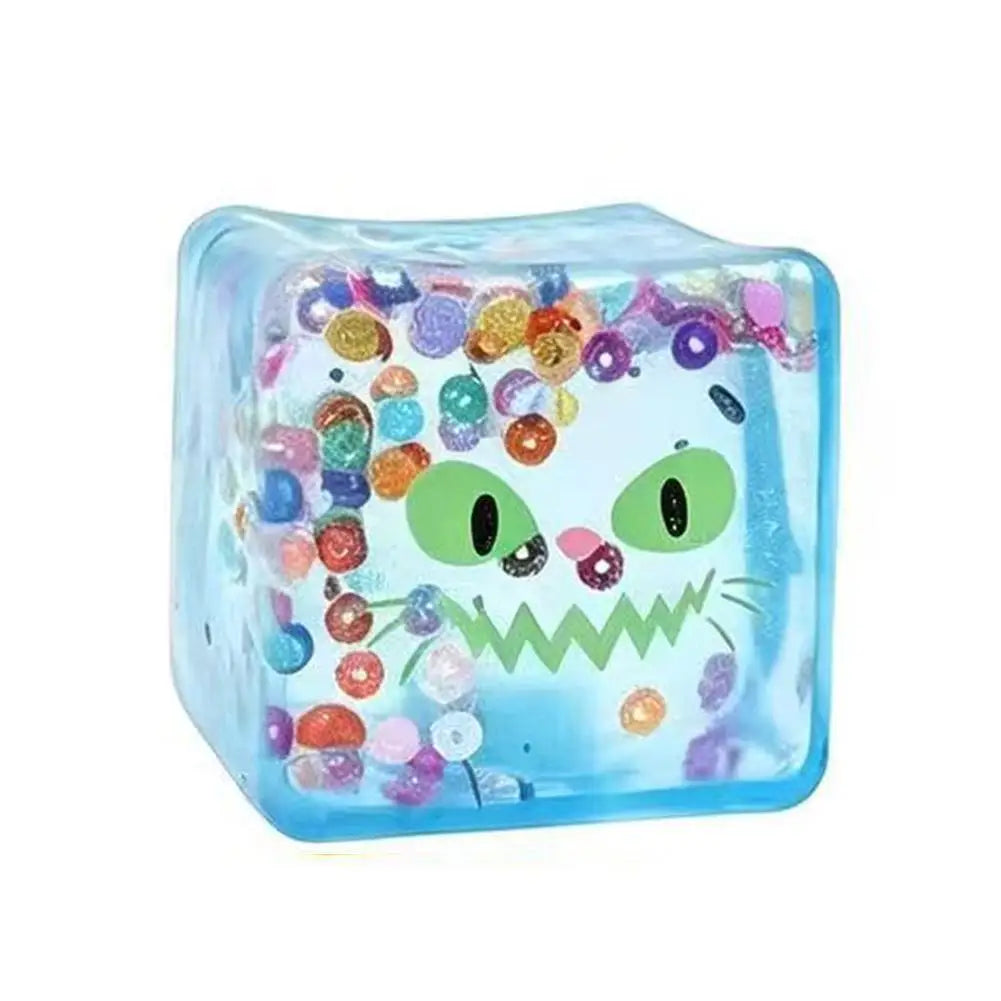 Halloween Ice Cube Squishy Toy Slow Rising Maltose Sensory Fidget Qme Blue cat