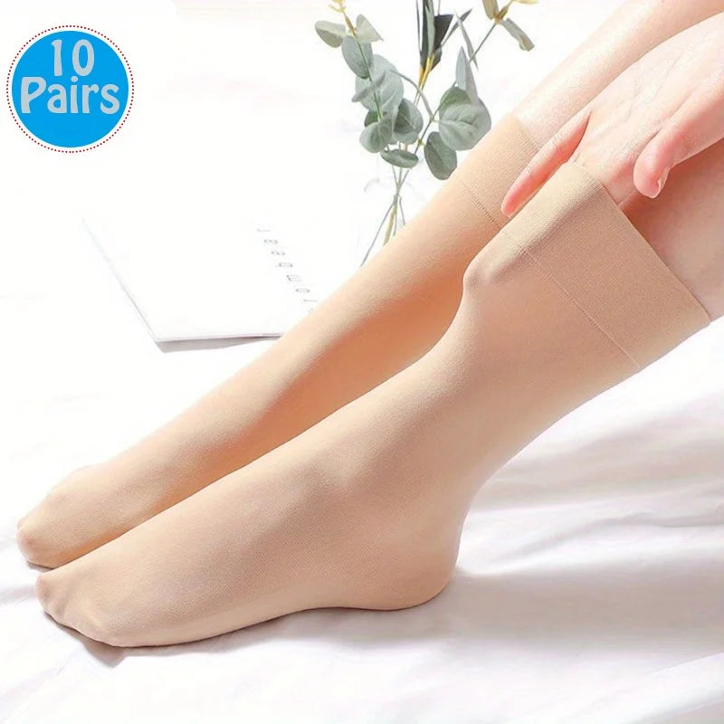 10 20Pairs Solid Crew Comfy Women Socks-breathable Mid-tube Soft Qme Skin 10Pairs One Size