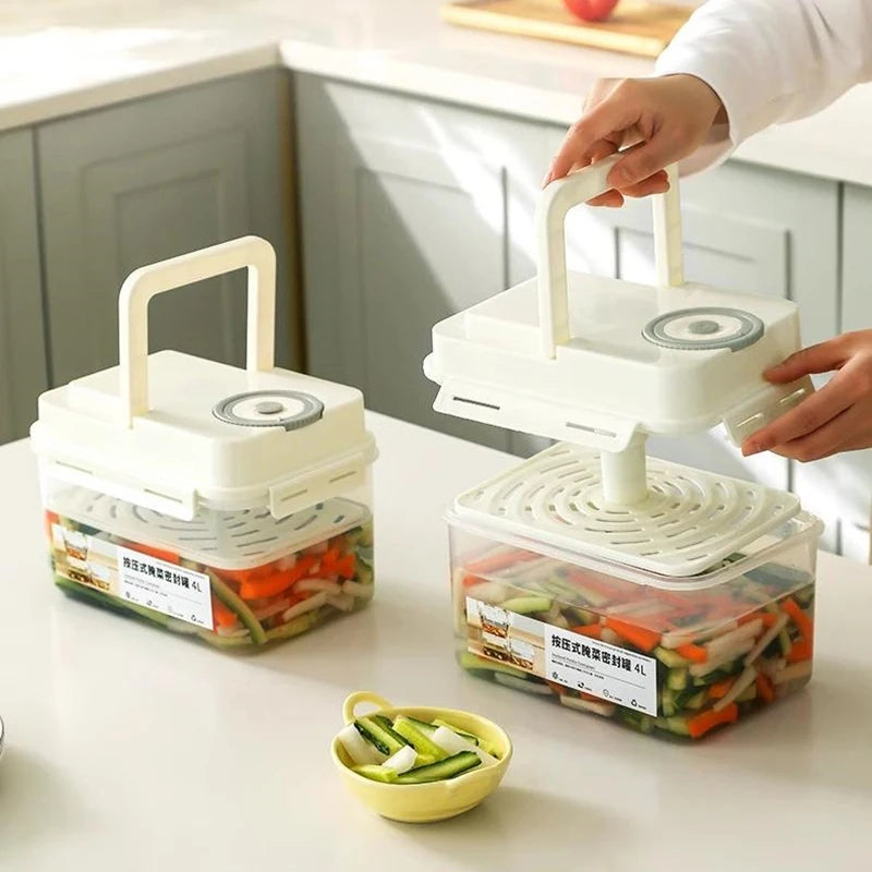 Gherkin Sauerkraut Olive Kimchi Storage Container4L Plastic Pickle Qme
