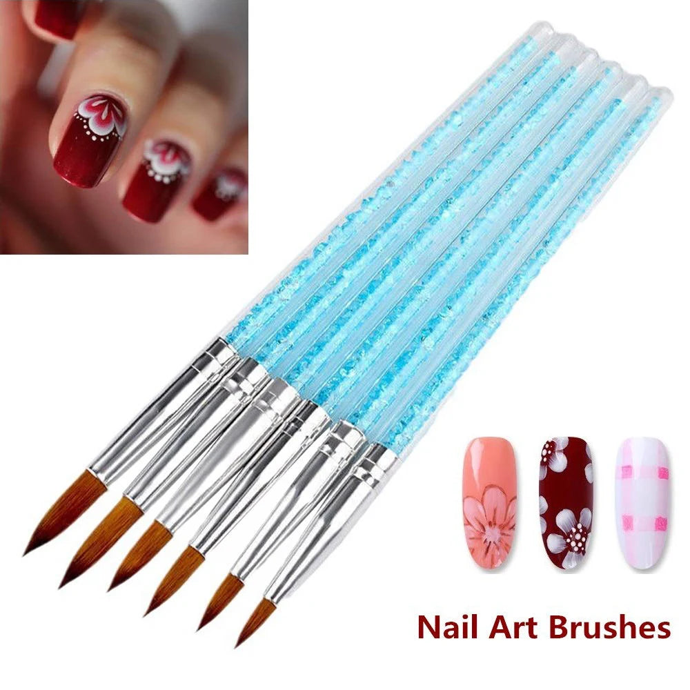 Nail Art Brush Acrylic UV Gel Glitter Drawing Painting Brushes Qme