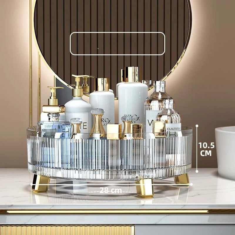 Luxury Plastic Rotating Organizer Cosmetic Storage Box Fruit Tray