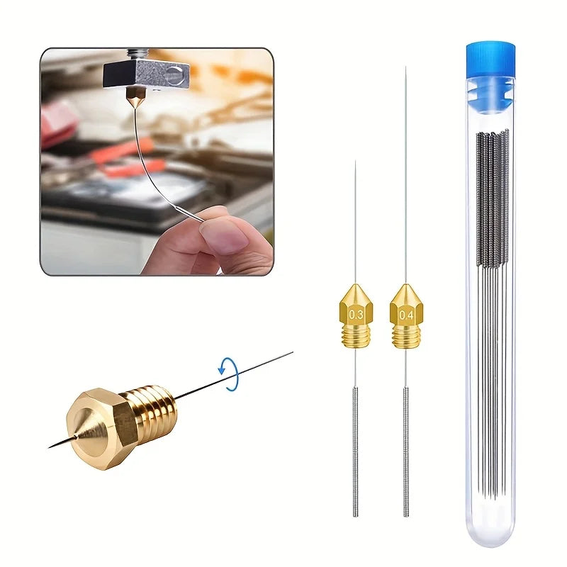10-Piece Stainless Steel Cleaning Nozzle Kit - Window Wiper, 3D Printer Nozzle, Gas Stove, Shower Needle Unclogging Brush Qme