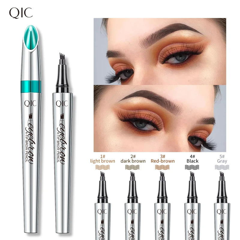 5 Colors 1PC 4 Split Tip Eyebrow Pen Waterproof Sweatproof Long Lasting Liquid Brow Pen Natural Wild Tattoo Eyebrow Makeup Qme