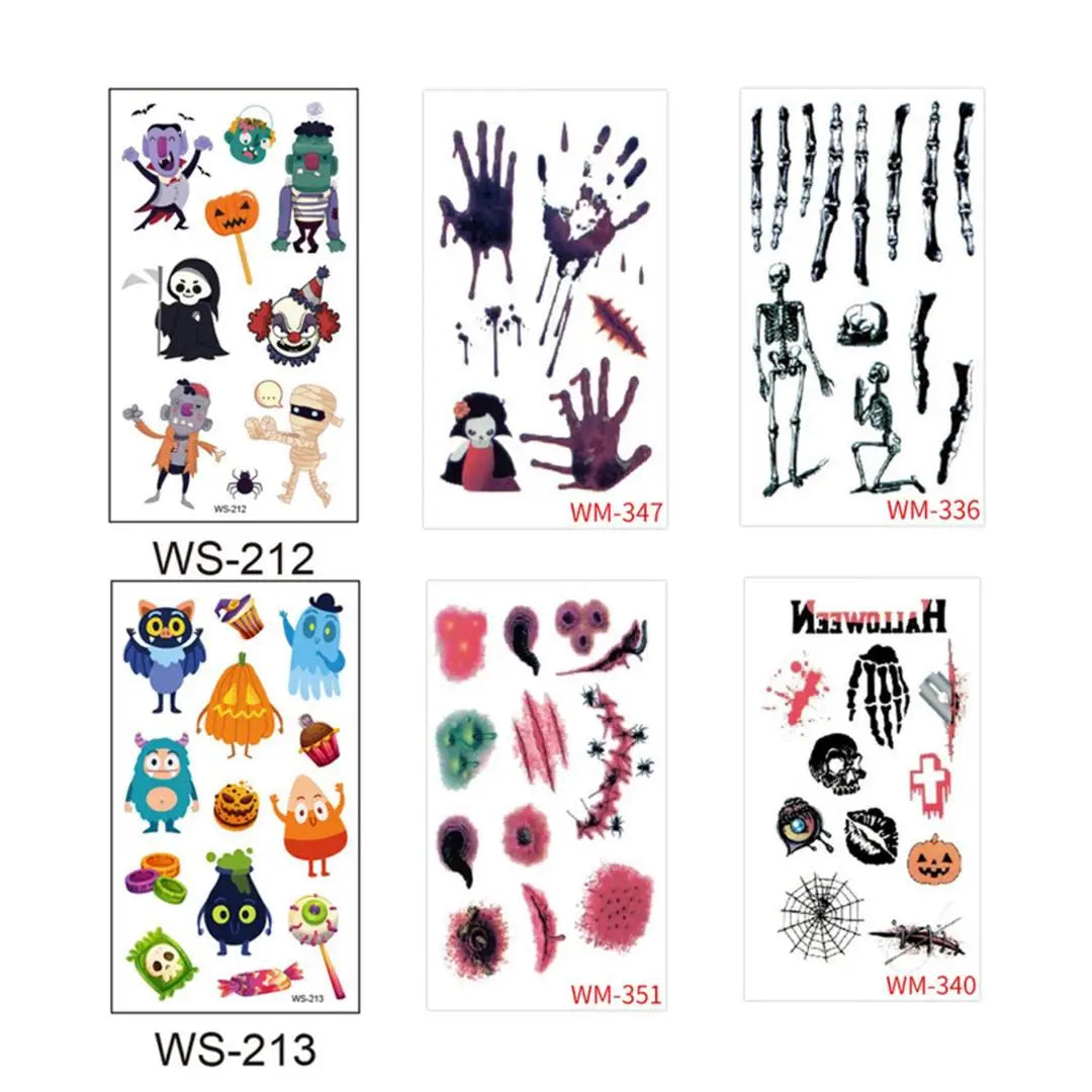 A 10 Sheets Halloween Pumpkins Tattoo Sticker Temporary Fake Tattoo Arm Hands Body Waterdichte Tatouages Pour Kids Toy Gift Qme 6pcs WS-212WM351