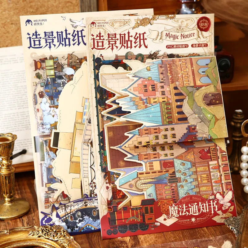 Miniature Storytelling Scene House Stickers, Art Collectible Stickers, A Must-Have for Craft Lovers to Kill Time Qme 2 pcs