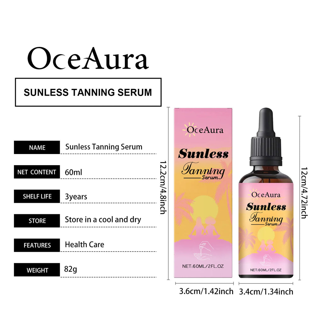 OceAura Sunless Tanning Serum Natural Bronze Gentle Deep Nourishing Even Skin Tone Dullness Reducing Sun Free Tanning Care Drops Qme