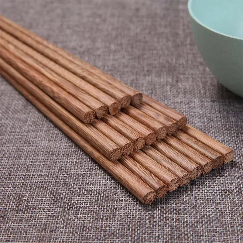Premium Wooden Chopsticks Lacquerless and Waxless Japanese Hotel Household Mahogany Chopsticks 10 Pairs Set Korean Chopsticks Qme