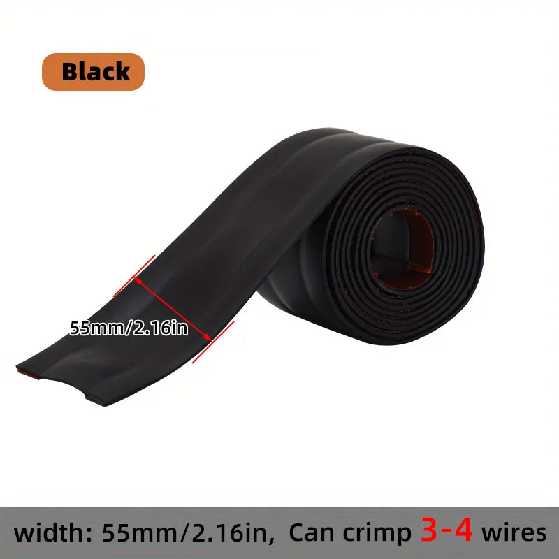 Cable Protector Self-Adhesive Wear Resistant Wire Protection Strips Prevent Trip Floor Cable Cover Cord Insulation Organizers Qme Black-5.5cm 1M