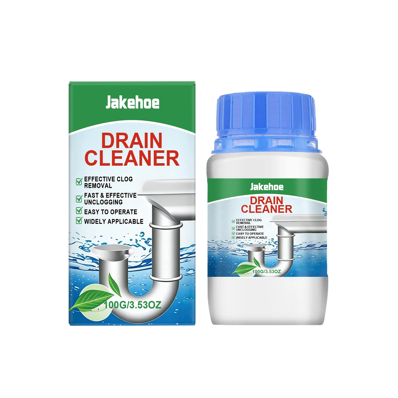 Drain Cleaning Powder Dissolves Food Grease Residue Remove Blockage Eliminate Odors Fast-Acting Multipurpose Sink Dredge Agent Qme 100G Boxed