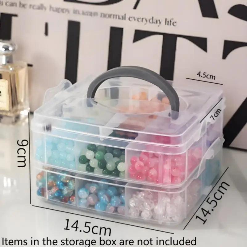 Plastic Storage Box 3 Tier 18-Grid Transparent Adjustable Stackable Qme A2