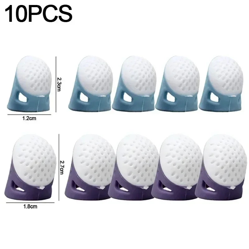 Silicone Anti-slip Sewing Thimbles Sewing Finger Tips Finger Cover Hollowed Protector Sleeve DIY Hand Cross-stitch Sewing Tools Qme 10PCS-Mixed
