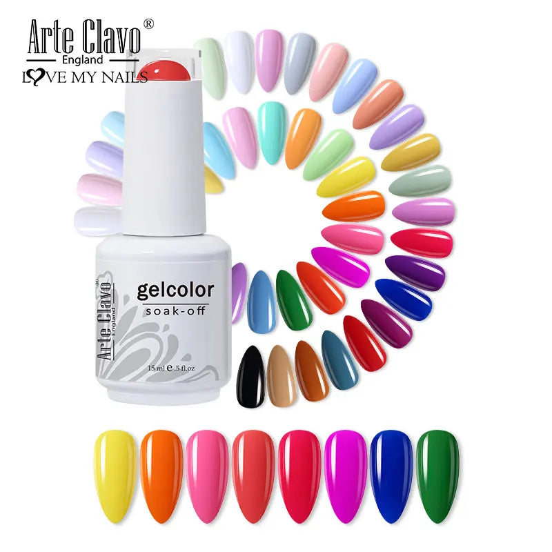 Arte Clavo Solid Gel Nail Polish Rainbow Summer Varnish Soak Off Qme