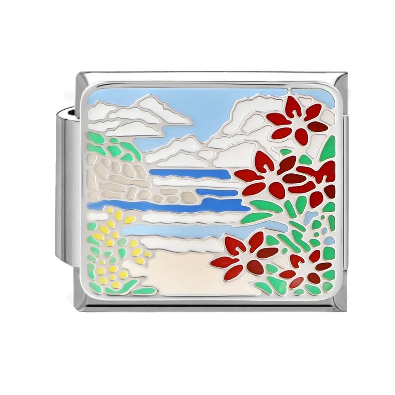 Y2K Colored Street View Flower Cute Cat Italian Charm Link Fit