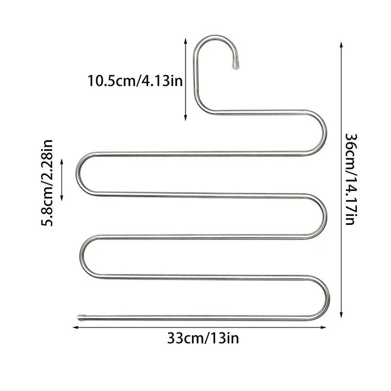 5 Layers Multi-functional Clothes Hangers Non-slip Pant Storage Rack Cloth Rack With Multiple Functions For Hanging And Storage Qme