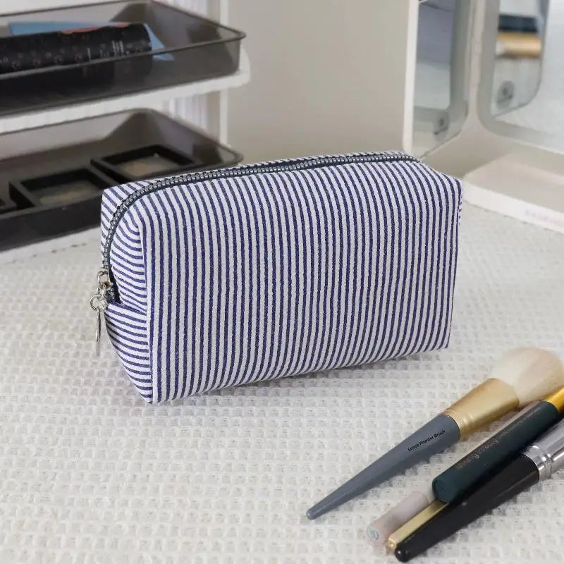 Toiletry Storage Pouch Fresh Simple Striped Cosmetic Bag Large Qme A4
