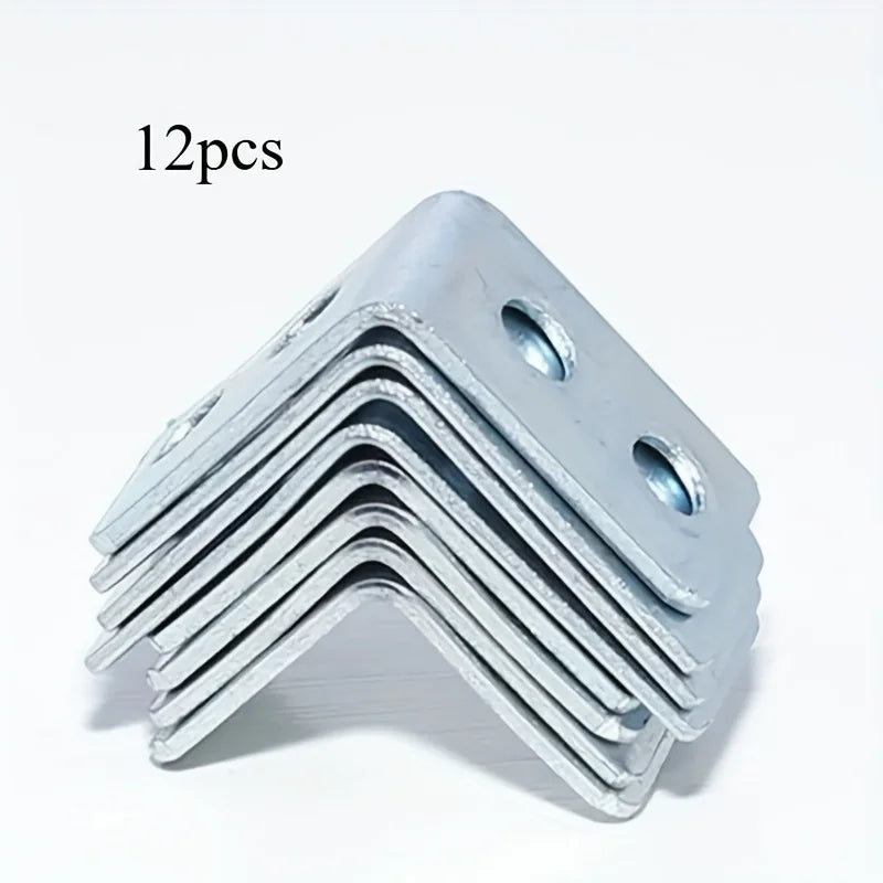12Pack L-Shaped Steel Corner Braces - Metal Right Angle Corner Brackets for Drawer Shelf Wall Bracket Fixing, Furniture Hardware Qme 12pcs