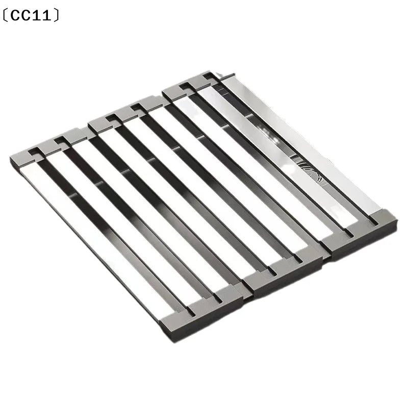 Stainless Steel Kitchen Sink Drain Rack Foldable Dish Drainer Bowl Qme