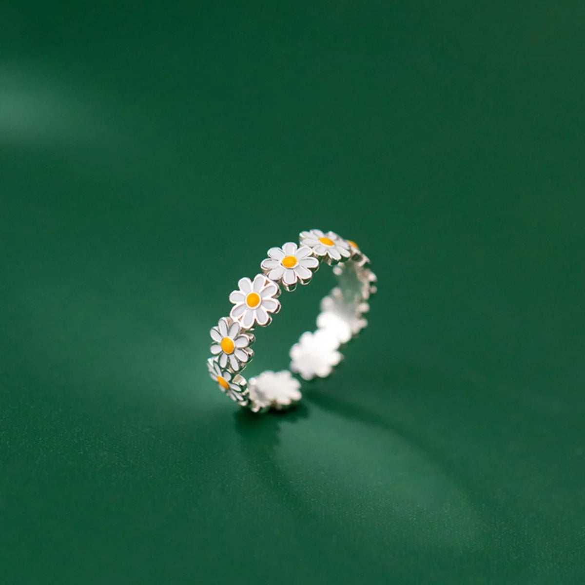 Vintage Daisy Flower Rings for Women Korean Style Adjustable Opening Finger Simple Ring Wedding Engagement Statement Jewelry Gif Qme