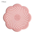 Silicone Flower Drain Cover Kitchen Bathroom Anti-Clogging Anti-Odor Anti-Insect Floor Drain Filter Hair Catcher Sink Strainer Qme Pink-3pcs